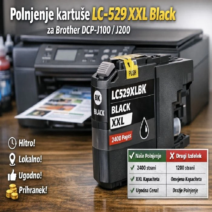 Polnjenje kartuše LC-529 XXL Black za Brother DCP-J100/J200